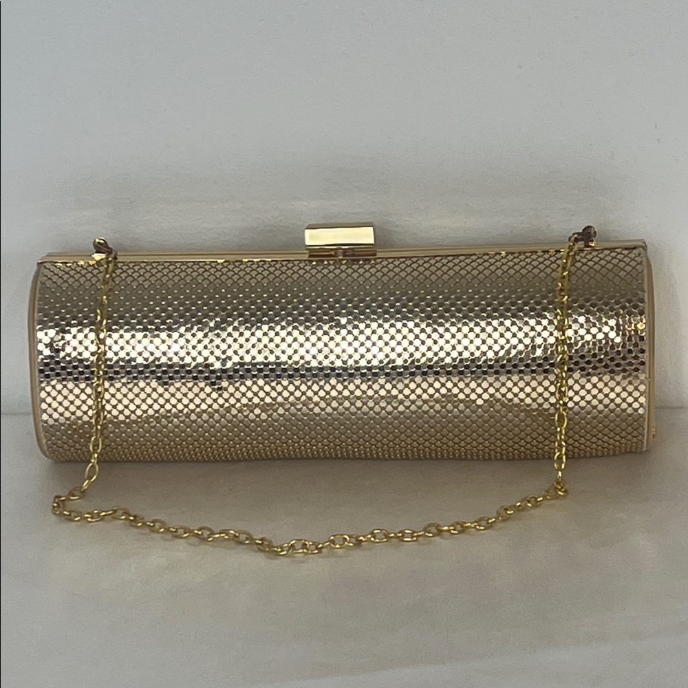BCBGMaxAzria Gold Tone Hard Case Clutch